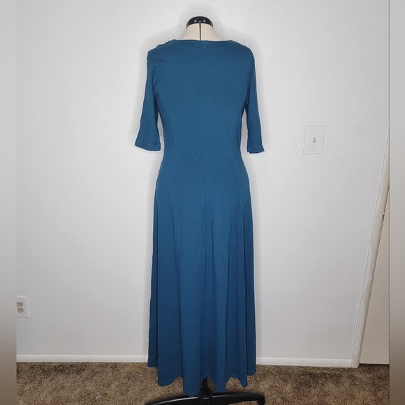 Soft Surroundings Scarletta Deep Teal Maxi Dress Modest Ponte Knit Sz.18 Tall - Picture 3 of 4